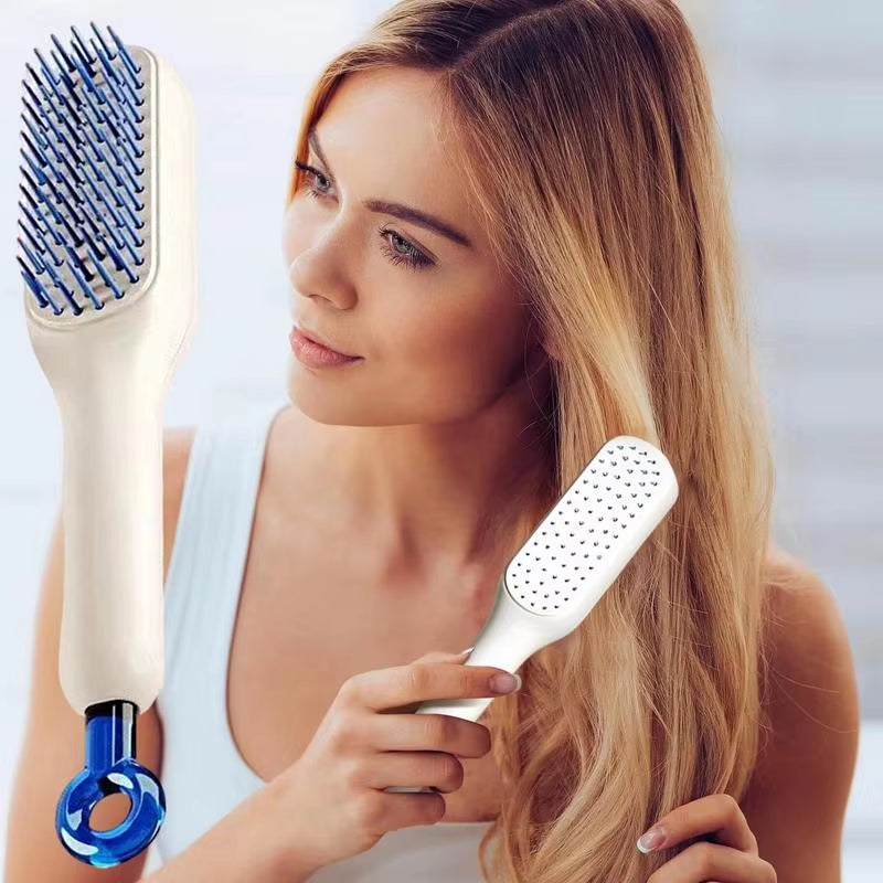  1 Retractable Comb Self-Cleaning Hair Brush Anti-Static Massage Comb Smooth Comfortable Hair Portable Hair Brush for Home Woman