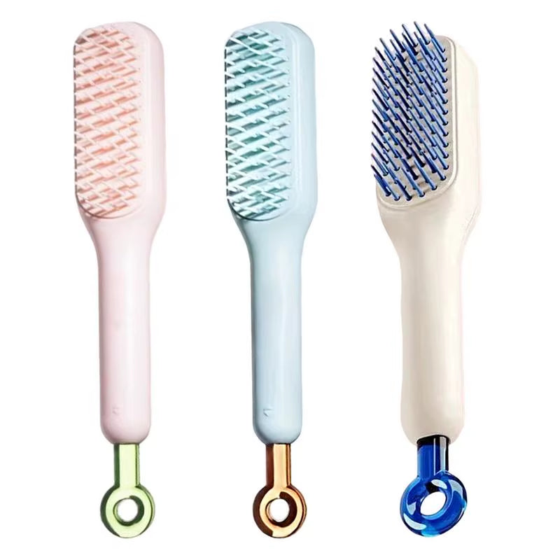  1 Retractable Comb Self-Cleaning Hair Brush Anti-Static Massage Comb Smooth Comfortable Hair Portable Hair Brush for Home Woman