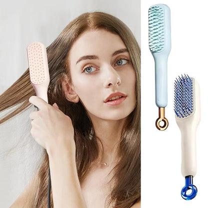  1 Retractable Comb Self-Cleaning Hair Brush Anti-Static Massage Comb Smooth Comfortable Hair Portable Hair Brush for Home Woman